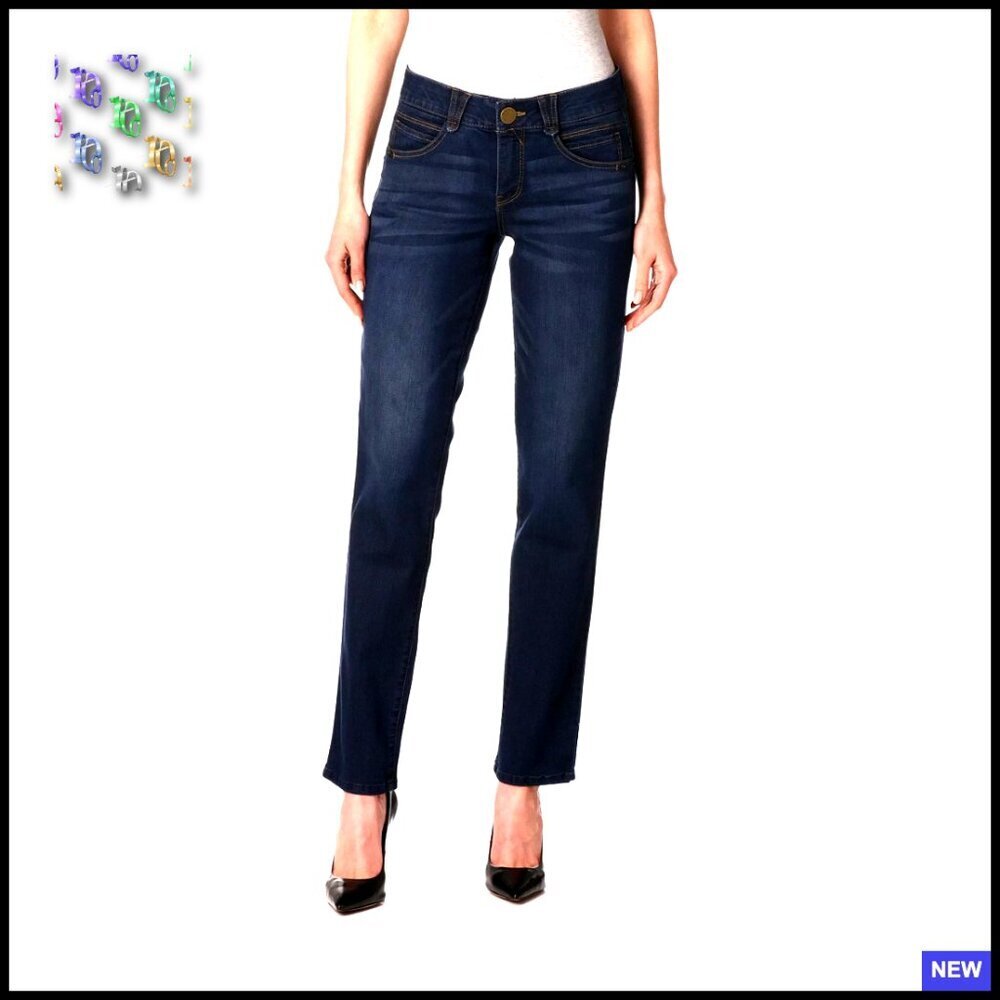 Straight Leg Jeans Super Stretch Denim Classic Fit Figure Flattering Chic